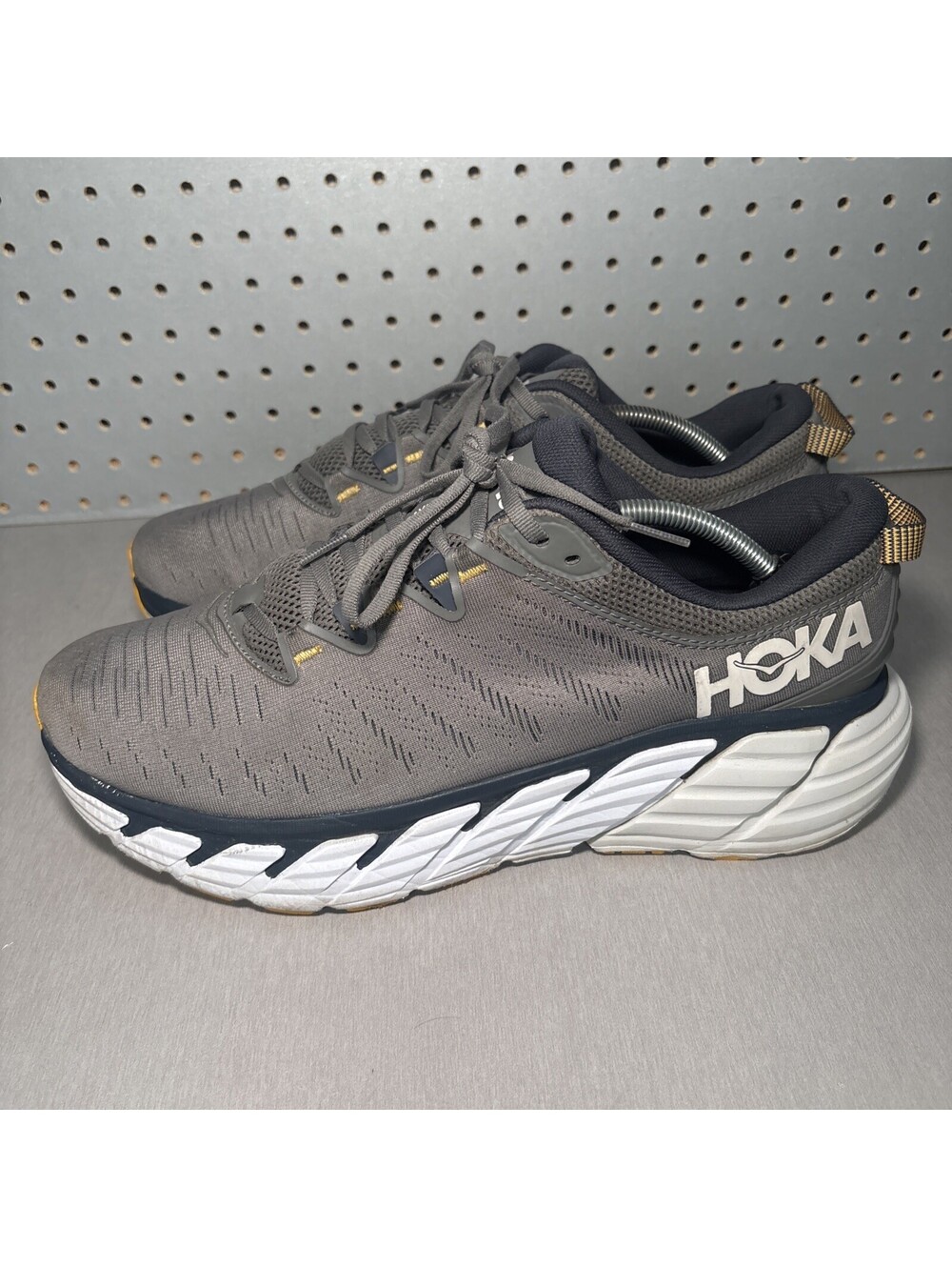 Hoka One One Gaviota 3 Shoes Mens Sz 13 2E EE Wide Gray Grey Running Sneakers